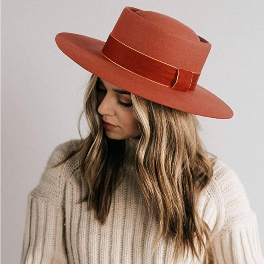 Women Wool Felt Boater Hat